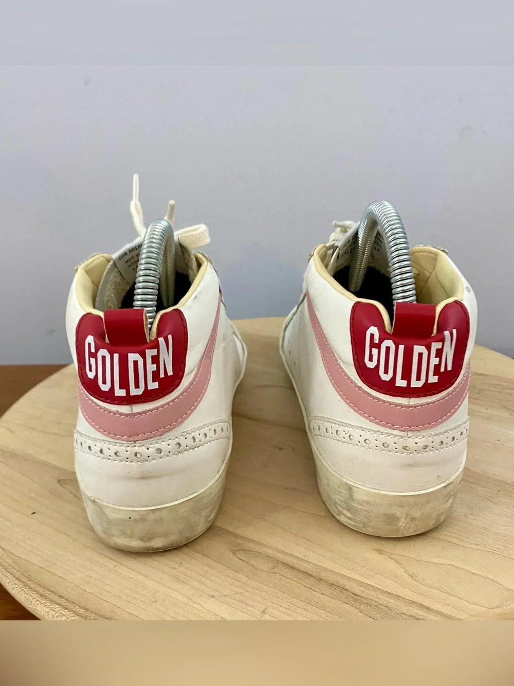 Golden Goose GGBD Mid Star White Silver Pink Red Sneakers EU 38 US 8 Authentic - Picture 5 of 17